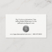 Carte De Visite Zion Red Rock Cliffs Wilderness Adventure Guide (Dos)