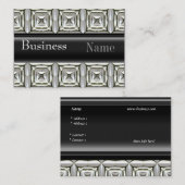 Carte de visite Zizzago Black White Metal Embossé (Devant / Derrière)