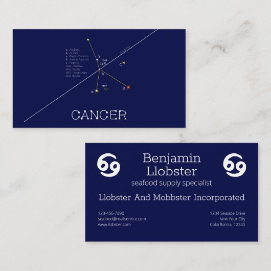 Carte De Visite Zodiaque (Devant / Derrière)