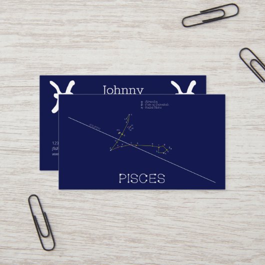 Carte De Visite Zodiaque Pisces (Devant/Arrière en situation)