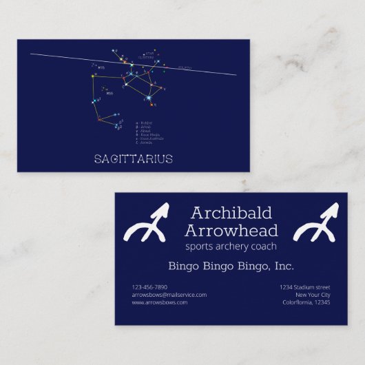 Carte De Visite Zodiaque Sagittarius (Devant / Derrière)