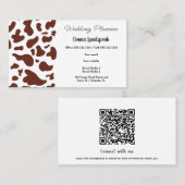 Carte De Visite Zones de vache Brown foncées, code QR (Devant / Derrière)