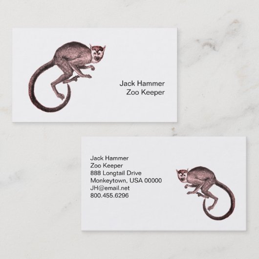 Carte De Visite Zoo Keeper (Devant / Derrière)