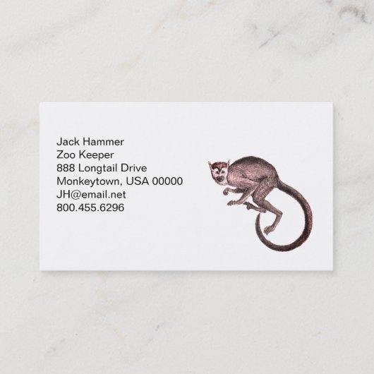 Carte De Visite Zoo Keeper (Dos)