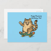 Carte de vœu d'anniversaire Chat roux planche à ro (Devant / Derrière)