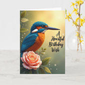 Carte de vœu d'anniversaire Rose Oiseau (Fleur jaune)
