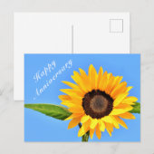 Carte de vœu d'anniversaire Tournesol sur Ciel Ble (Devant / Derrière)