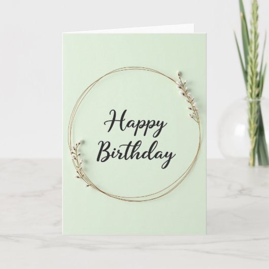 Carte de Vœu d'Anniversaire Verte Menthe à Script (Devant)