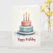 Carte de Vœu Gâteau à l'Aquarelle Joyeuse (Fleur jaune)