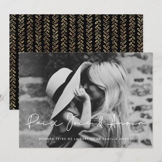 Carte de voeu photo Paix Joie & Amour (Devant / Derrière)