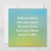 Carte de voeu "Vis sans t'oublier" (Dos)