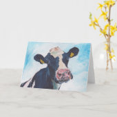 Carte de voeux - 0254 Irish Friesian Cow (Fleur jaune)
