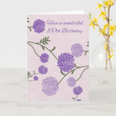 Carte de voeux 100e anniversaire avec fleurs viole (Fleur jaune)