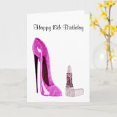 Carte de voeux 18e anniversaire avec Stiletto Rose (Fleur jaune)