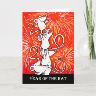 Carte de vœux 2020 Année du rat par N. Janes