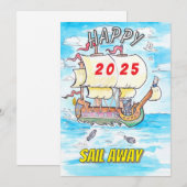 carte de vœux 2025 navire appareiller (Devant / Derrière)