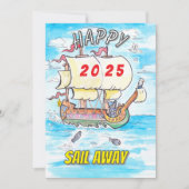 Carte de voeux 2025 navire voguer (Devant)