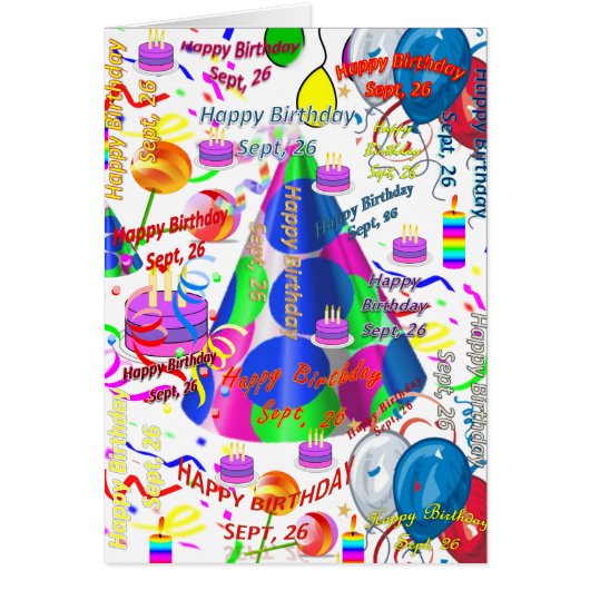 Carte de vœux 26 septembre Anniversaire (Devant)