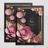 Carte de voeux 3D Black Rose en Métissage (Devant / Derrière)