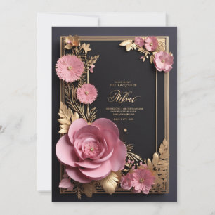 Carte de voeux 3D Black Rose en Métissage