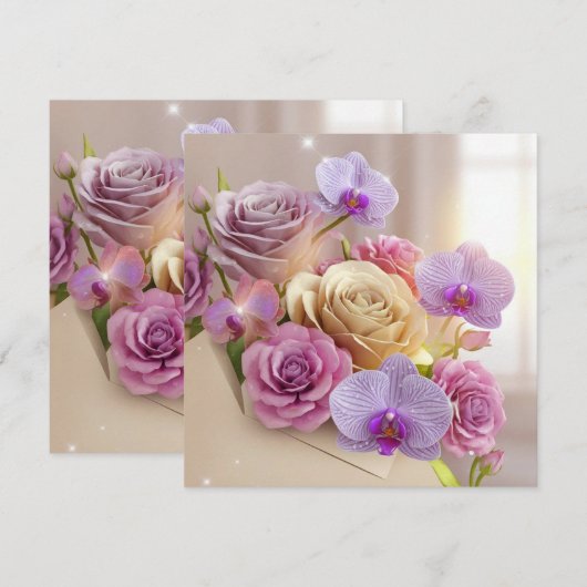 Carte de voeux 3D Splendor Springtime avec Dew-Kis (Devant / Derrière)