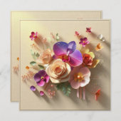 Carte de voeux 3D Spring Blossoms - Roses dynamiqu (Devant / Derrière)