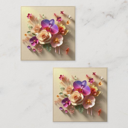 Carte de voeux 3D Spring Blossoms - Roses dynamiqu (Devant / Derrière)