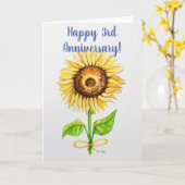 Carte de voeux 3e anniversaire du mariage vide à l (Fleur jaune)