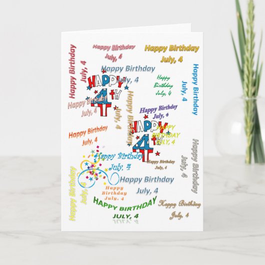 Carte de vœux 4 juillet, Anniversaire (Devant)