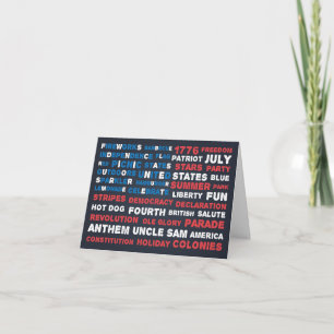 Carte de voeux 4 juillet fête de typographie