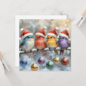 Carte de vœux 4 oiseaux (Devant/Arrière en situation)