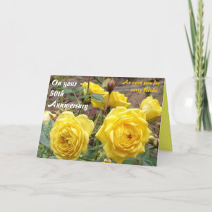 Carte de voeux 50ème anniversaire roses ange doré