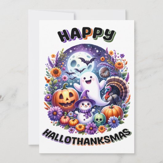 Carte de vœux 5x7 Happy HalloThanksMas (Devant)