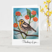 Carte de voeux - 5x7 Jaune oiseau avec fleurs (Fleur jaune)