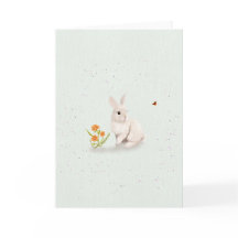 Carte de vœux 5x7 Lapin et Papillon doux 