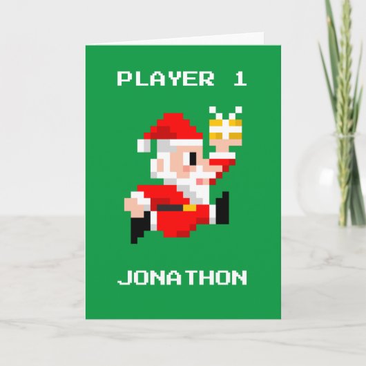 carte de voeux à 8 bits de Noël du père noël (Devant)