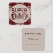 Carte de vœux à carreaux marron Super Papa (Devant / Derrière)
