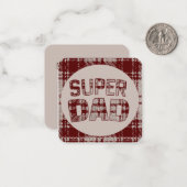 Carte de vœux à carreaux marron Super Papa (Devant/Arrière en situation)