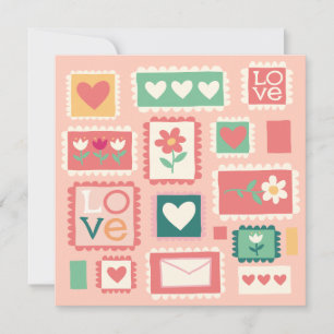 Carte de vœux à cœur floral Love Stamps
