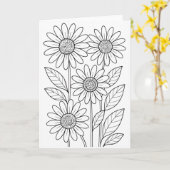 Carte de vœux à colorier – Intérieur vierge (Fleur jaune)