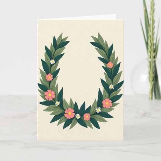 Carte de vœux à couronne florale (Devant)