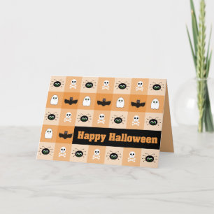 Carte de voeux À damiers Ghoulies Halloween