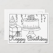 Carte de vœux à dessin au trait pour anniversaire (Devant / Derrière)