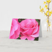 Carte de voeux à deux roses roses (Fleur jaune)