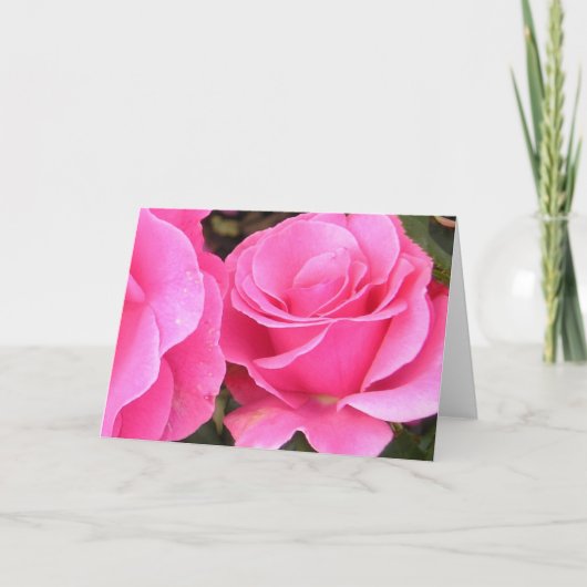 Carte de voeux à deux roses roses (Devant)
