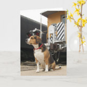 Carte de voeux à la maison bienvenue de beagle - (Fleur jaune)