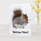 Carte de voeux à la maison bienvenue d'écureuil (Fleur jaune)