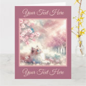 Carte de vœux à l'aquarelle avec un chaton rêveur (Fleur jaune)