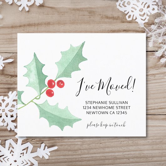 Carte de vœux à l'aquarelle Budget J'ai déménagé