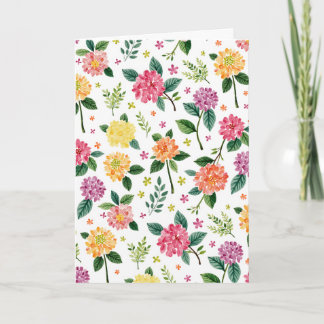 Carte de vœux à l'aquarelle de fleurs de dahlia